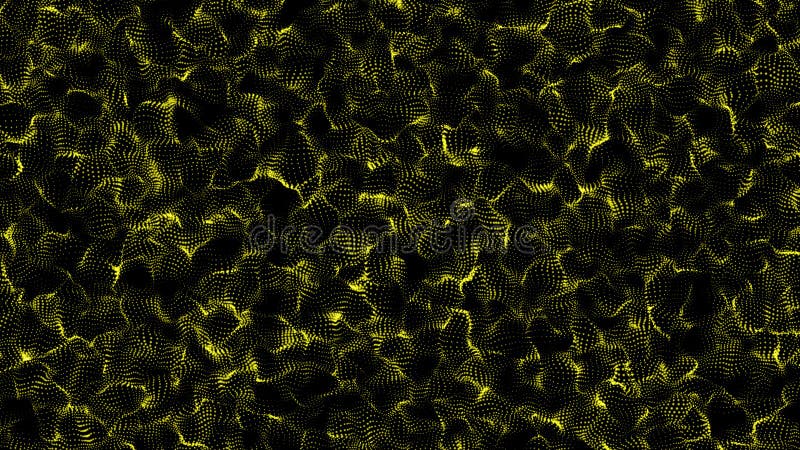 Abstract Waving Particle Technology Background Design. Abstract wave moving dots flow particles, hi-tech and big data stock illustration