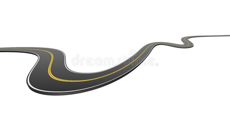 Abstract wavy asphalt road going from side to side vector illustration