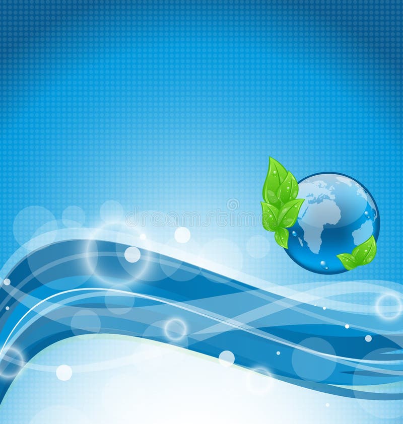 Abstract wavy background with environment symbol stock illustration