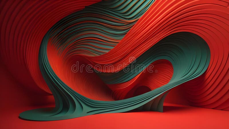 Abstract wavy background, red and green colors. generative ai vector illustration