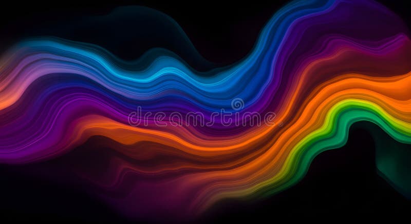 Abstract wavy bands of color on black background vector illustration