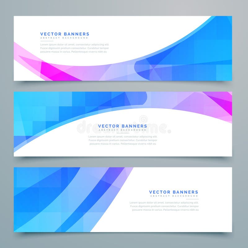 Abstract wavy banners and headers set stock illustration