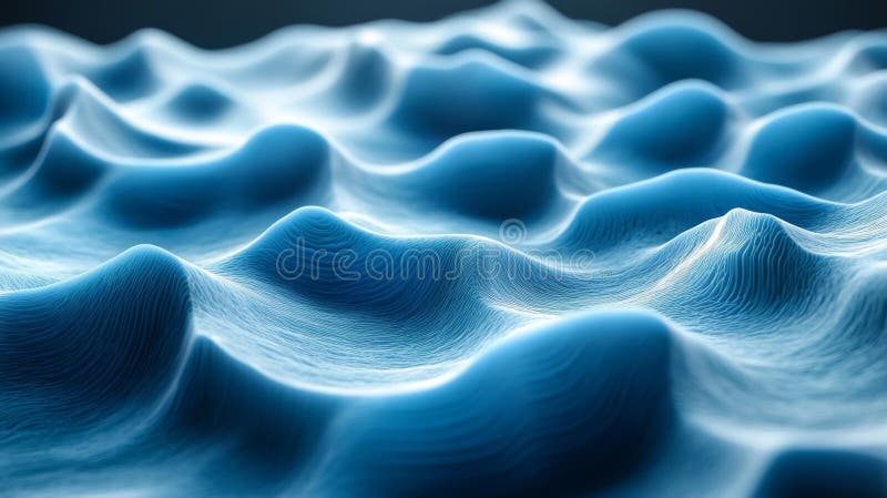 Abstract Wavy Blue Texture Close-up in 3D Render royalty free illustration