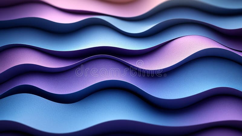 Abstract wavy 3D pattern in blue and purple tones Generative AI stock illustration