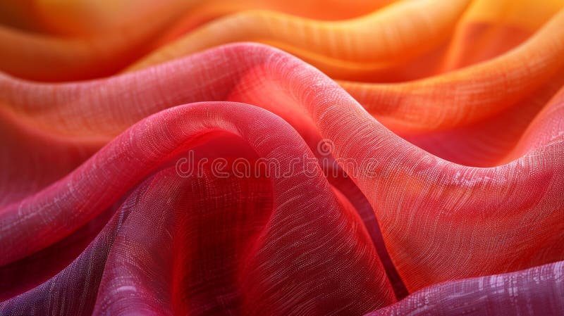 Abstract wavy fabric texture in warm colors - generative ai stock illustration