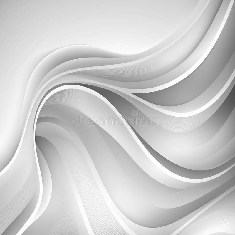 Abstract Wavy Luxury, White and Silver, Flowing Background, Generative