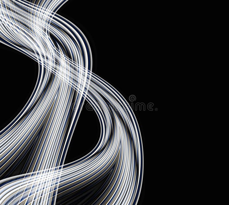 Abstract design of white lines like cables or wires or hot flames of smoke trails isolated on contrasting black copyspace good for technology backgrounds. Abstract design of white lines like cables or wires or hot flames of smoke trails isolated on contrasting black copyspace good for technology backgrounds.