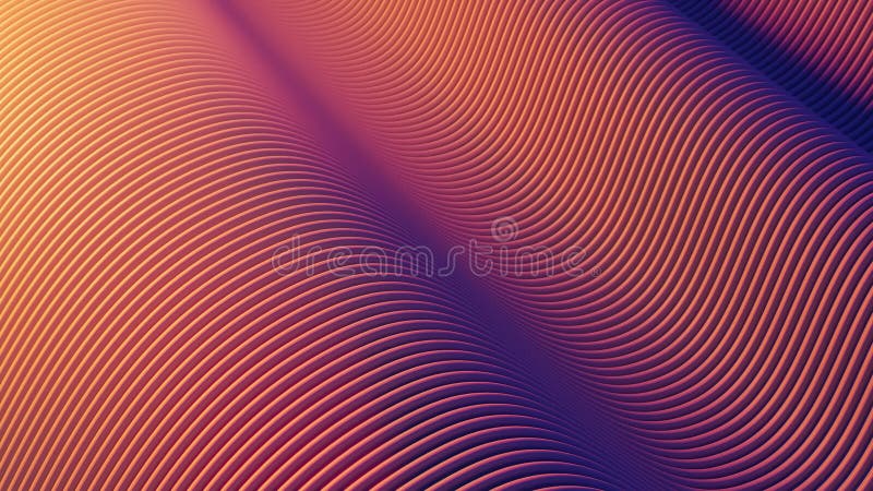 Abstract wavy lines background looped animation. 3D rendering of bright orange blue violet gradient colors. colorful