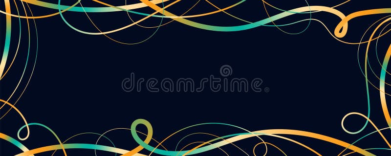 Abstract Wavy Lines and Scribble Futuristic Sketches with Vibrant Colors on a Black Background. Playful geometric fluid royalty free illustration
