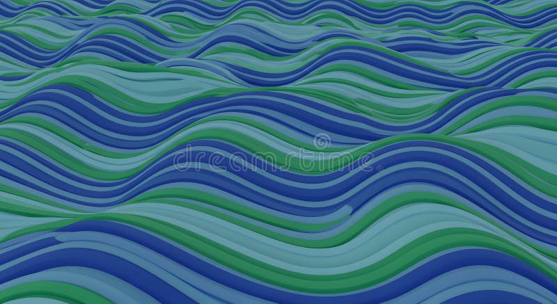 Abstract wavy pattern with blue and green stripes royalty free illustration