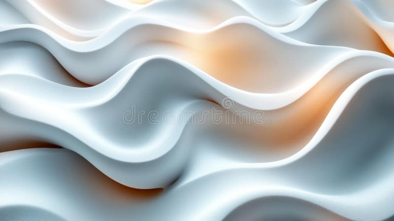 Abstract wavy pattern with soft gradients of white and peach hues creating a serene fluid texture stock illustration