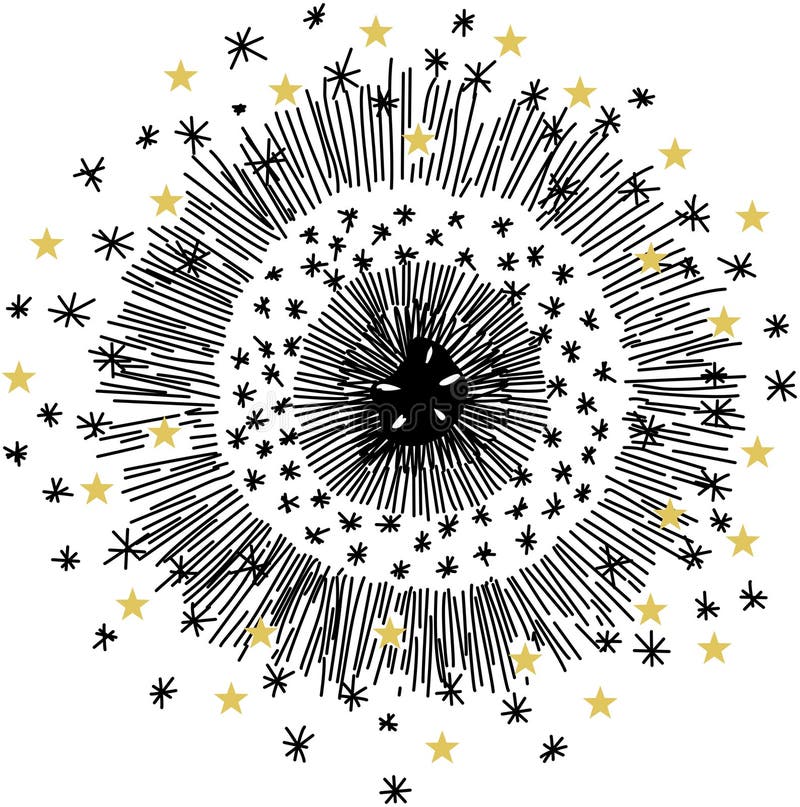 Abstract and whimsical illustration of a celestial burst of starlight royalty free illustration