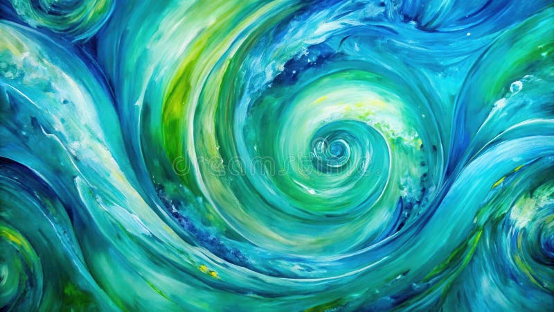 Abstract whirlwind of turquoise, teal, and emerald green hues a fluid, dynamic artistic expression of swirling colors. Generative stock illustration