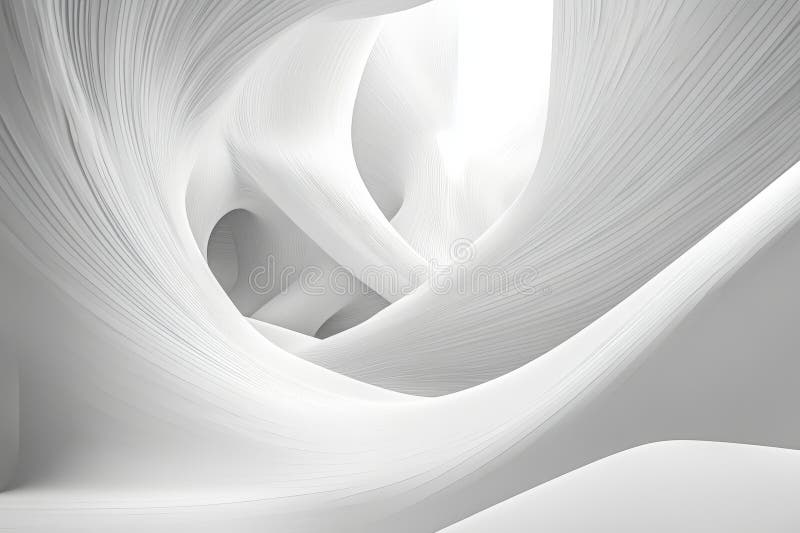 Abstract White Architectural Structure with Curved Lines and Organic Shapes in Minimalist Design stock illustration