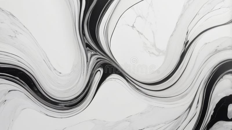 Abstract white background with flowing black lines creating a dynamic and fluid marble effect design. A captivating abstract background featuring flowing black lines on white, creating a dynamic marble effect. Fluid design with a modern and elegant feel.