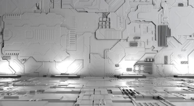 Abstract white background futuristic machine stock illustration