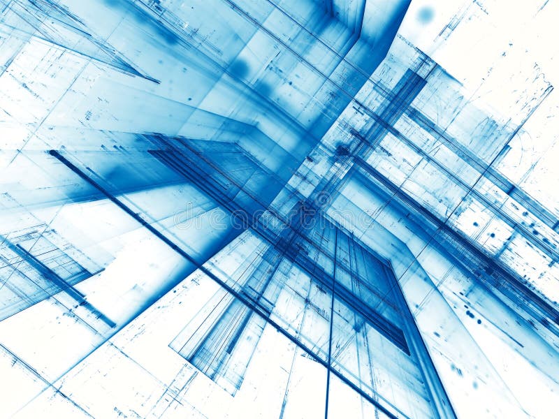 Abstract white and blue fractal background - digitally generated stock illustration