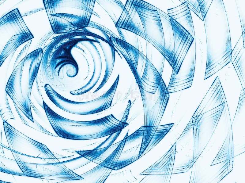 Abstract white and blue swirl or tunnel digitally generated imag royalty free illustration