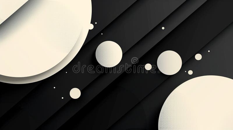 Abstract white circles on black background stock illustration