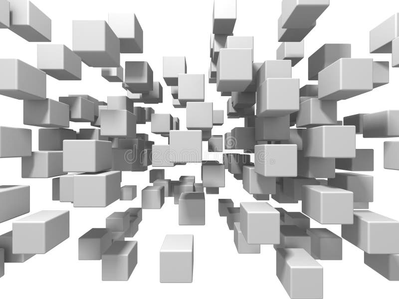 Abstract White Cubes Wall Background stock photo