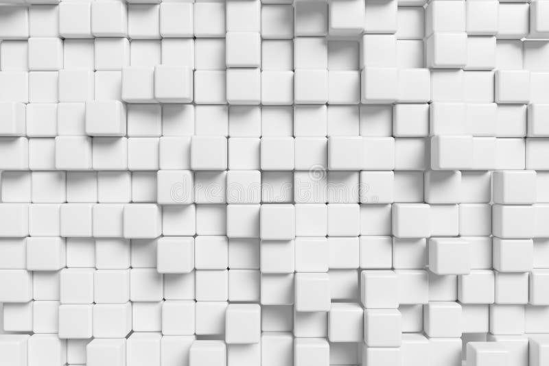 Abstract White Cubes Wall, 3d Background Stock Illustration