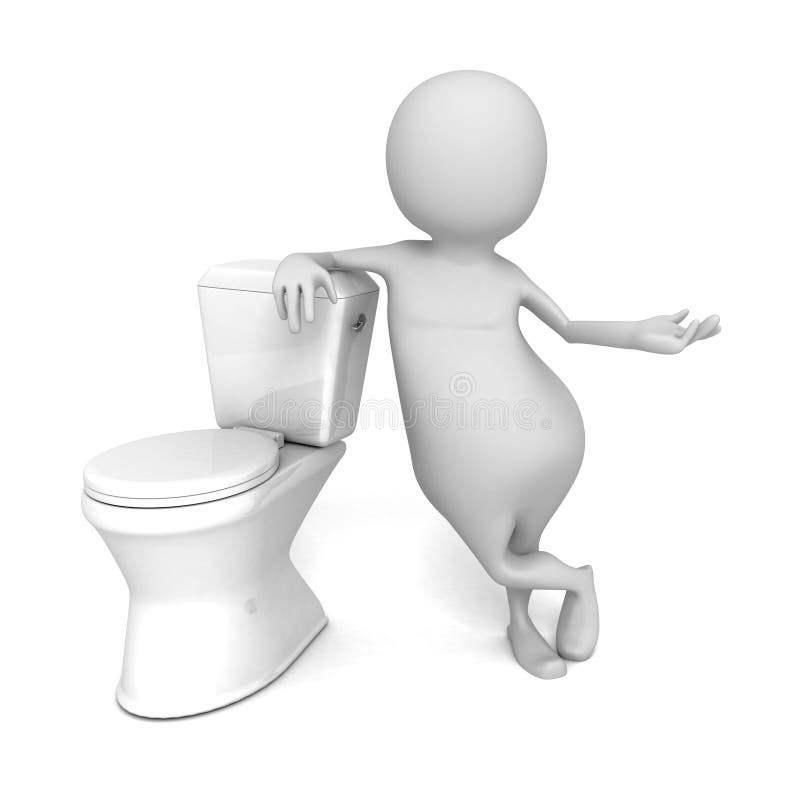 Abstract White 3d Person With Toilet royalty free illustration