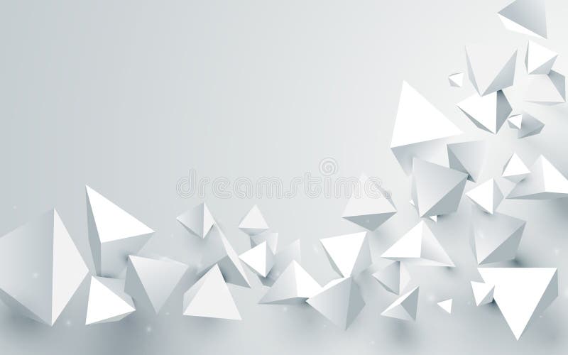 Abstract white 3d pyramids chaotic background. Vector illustration royalty free illustration