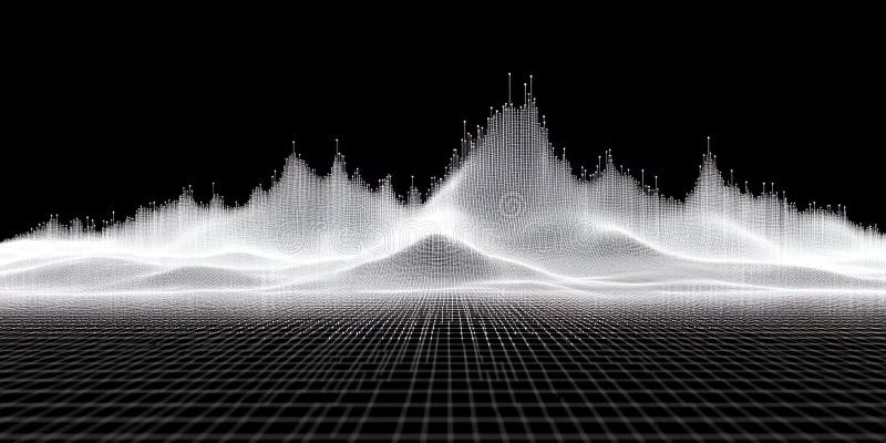 Abstract White Digital Landscape Grid Modern Design Background Art Wave Data Dots Mesh vector illustration