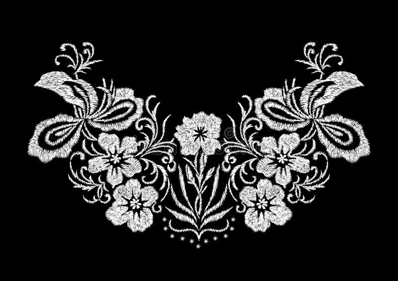 Abstract White Embroidery Flower Pattern Design for the Collar Stock