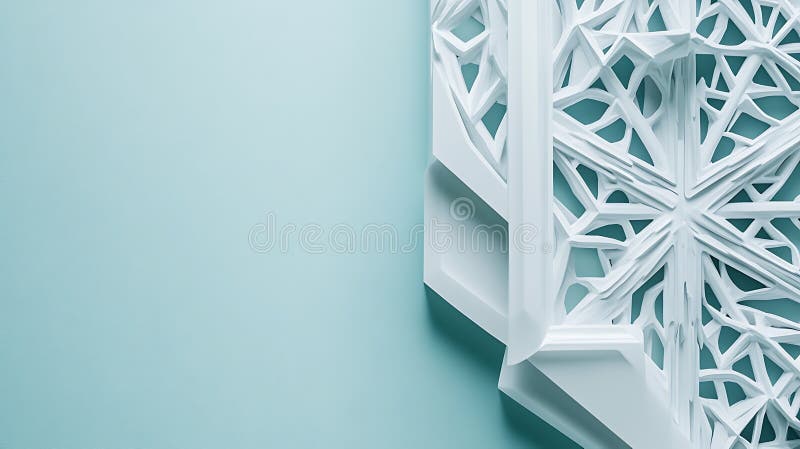 Abstract White Geometric Pattern Design Against Teal Background royalty free illustration