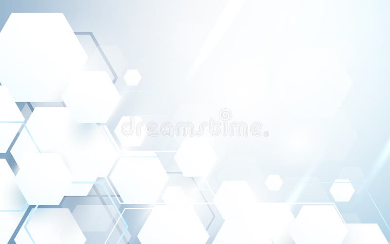 Abstract white hexagons repeating and futuristic technology concept background