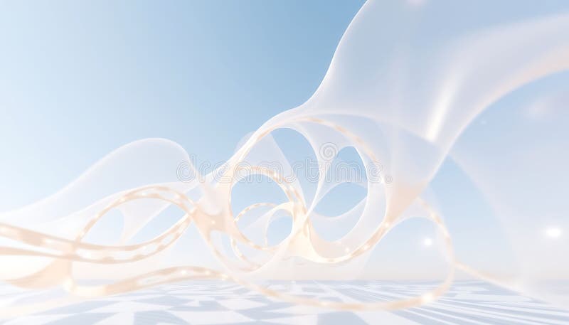 Abstract white ribbon waves, flowing texture, elegant background, design, Stock Photo, Generative AI stock illustration