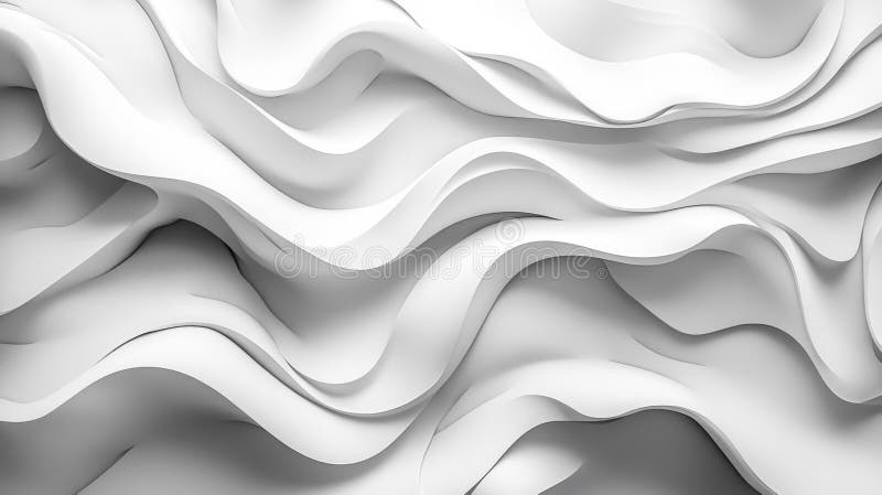 Abstract White Wavy Pattern with Smooth Curves and Flowing Design stock illustration