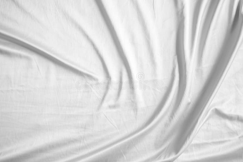 White Wrinkled Bedding Sheet Fabric Texture Background Stock Photo