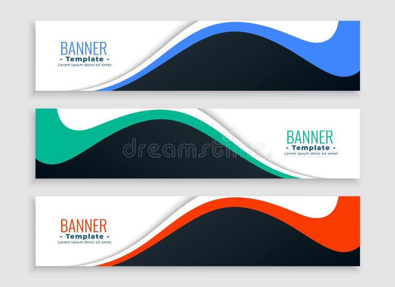 Abstract wide web business header layout in set of three royalty free illustration