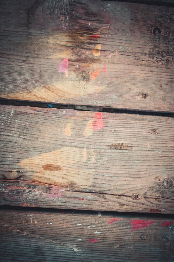 Abstract Wood Background with Streaks of Color Paint Stock Image