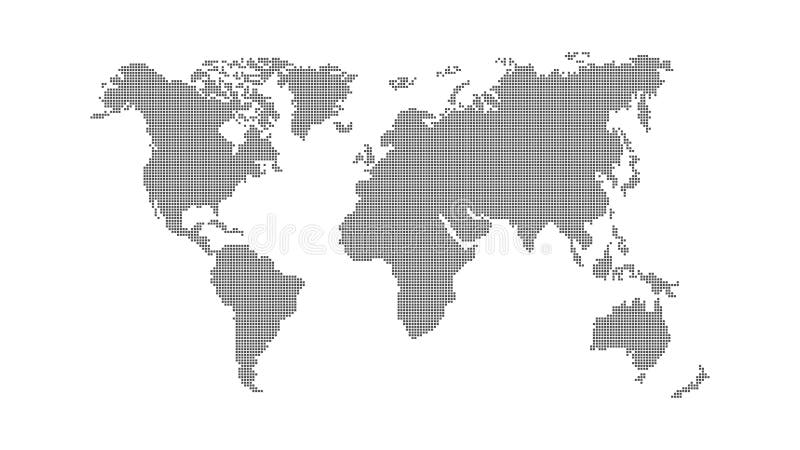 Abstract world map. Dark map of the earth from the square points on a white background. Global network. Vector vector illustration