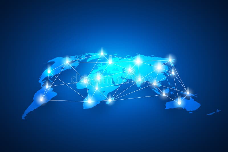 Abstract world map with network internet, global connection royalty free illustration