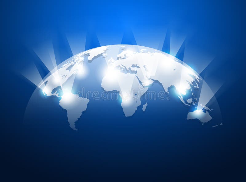 Abstract world map with network internet, global connection stock illustration