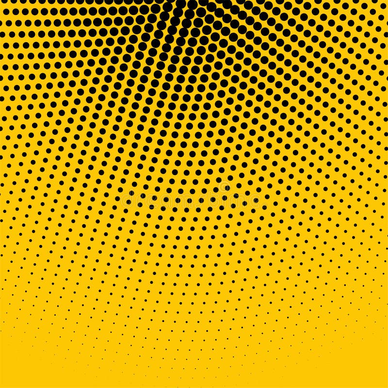 Abstract Yellow Background with Black Halftone Stock Vector