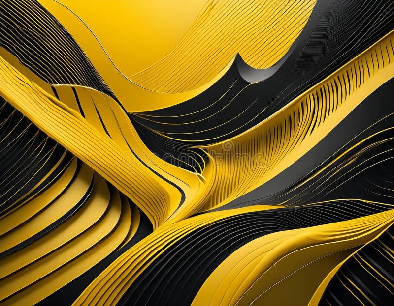 Abstract yellow and black geometric background with dynamic lines.