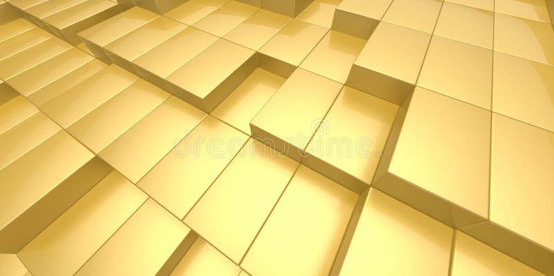 Abstract yellow gold background of 3d blocks place