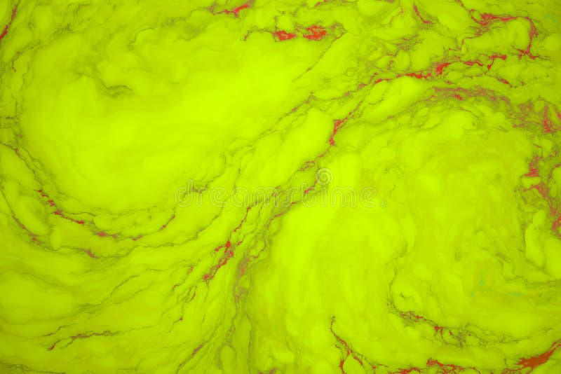 Abstract Yellow Marble Background. Stains of Paint on the Water. Stock