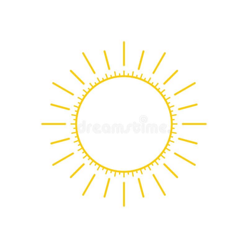 Abstract yellow sun thin line icon with rays, modern art. EPS10 vector file