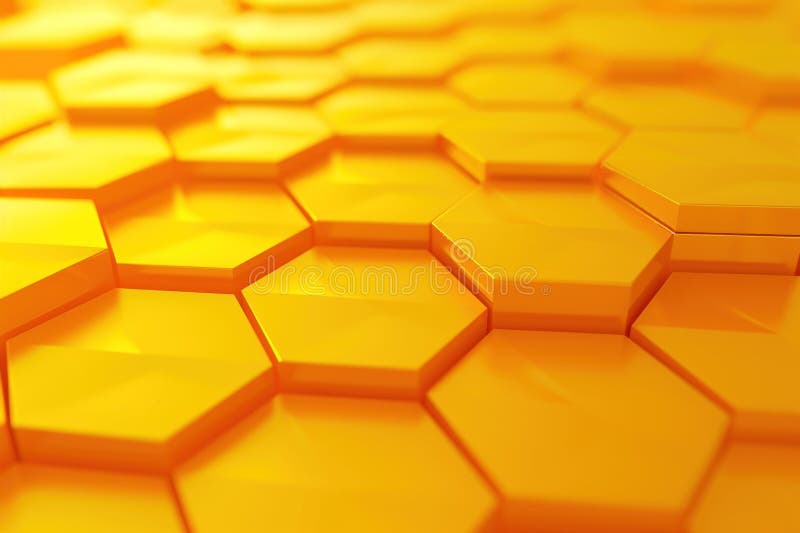 Abstract yellow technology hexagonal background. Generative AI royalty free illustration