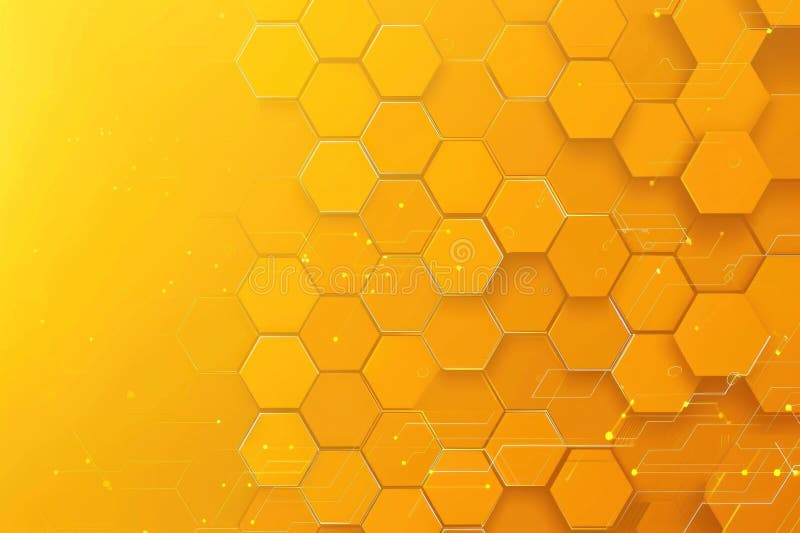 Abstract yellow technology hexagonal background. Generative AI royalty free illustration