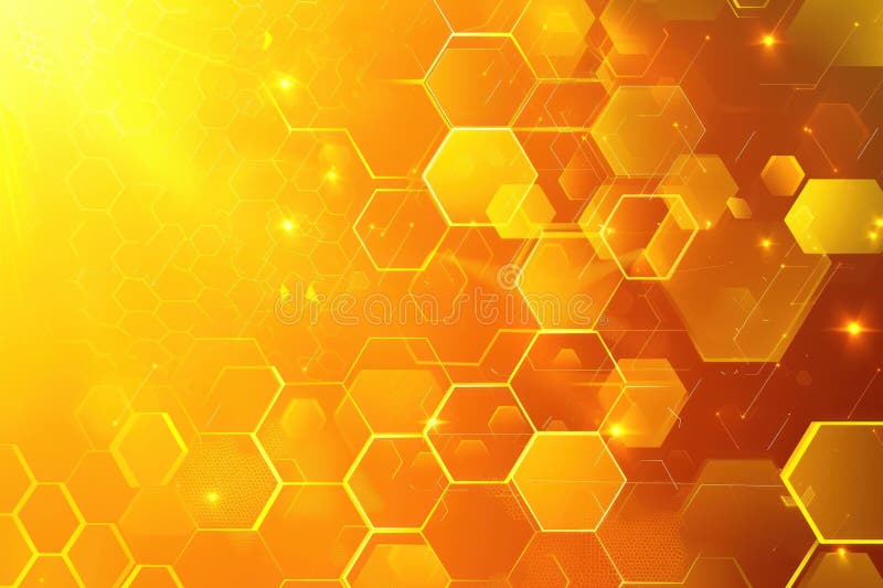 Abstract yellow technology hexagonal background. Generative AI vector illustration