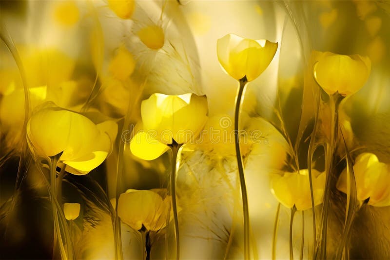 Abstract yellow translucent flowers close up royalty free stock photos