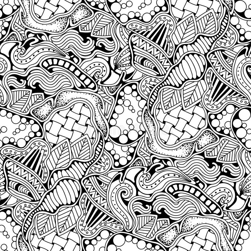 Abstract Zen Art Doodle Native Seamless Pattern. Stock Vector