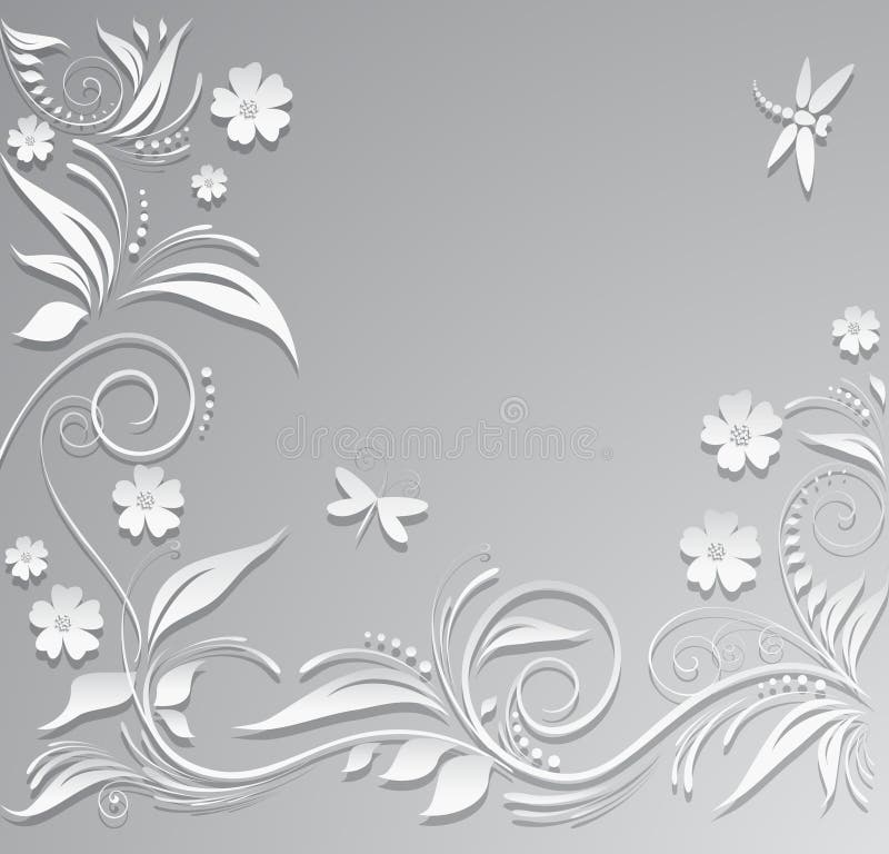 Abstracte achtergrond met document bloemen, vlinder en libel vector illustratie Abstracte achtergrond met document bloemen, vlinder en libel vector illustratie